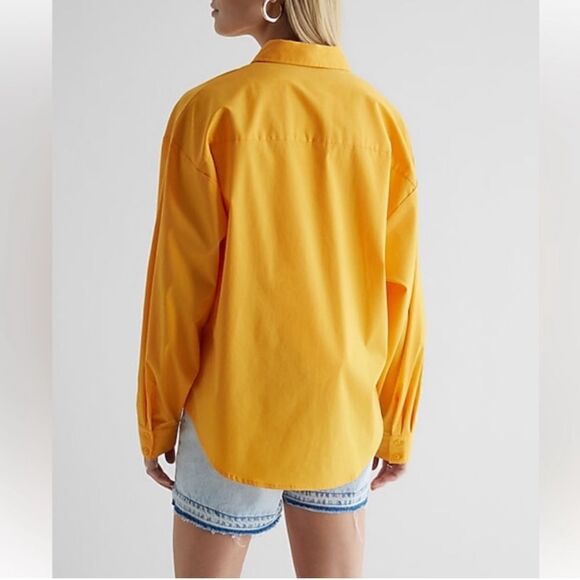 Express Shirt button up Poplin Boyfriend Portofino Shirt size size L orange - Picture 4 of 9